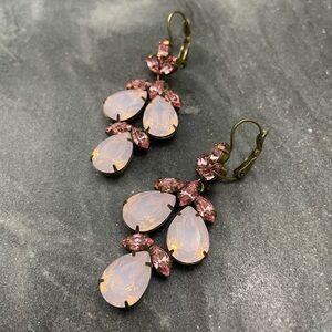 New Kirks Folly Fairy Godmother Pink Gold Chandelier Earrings